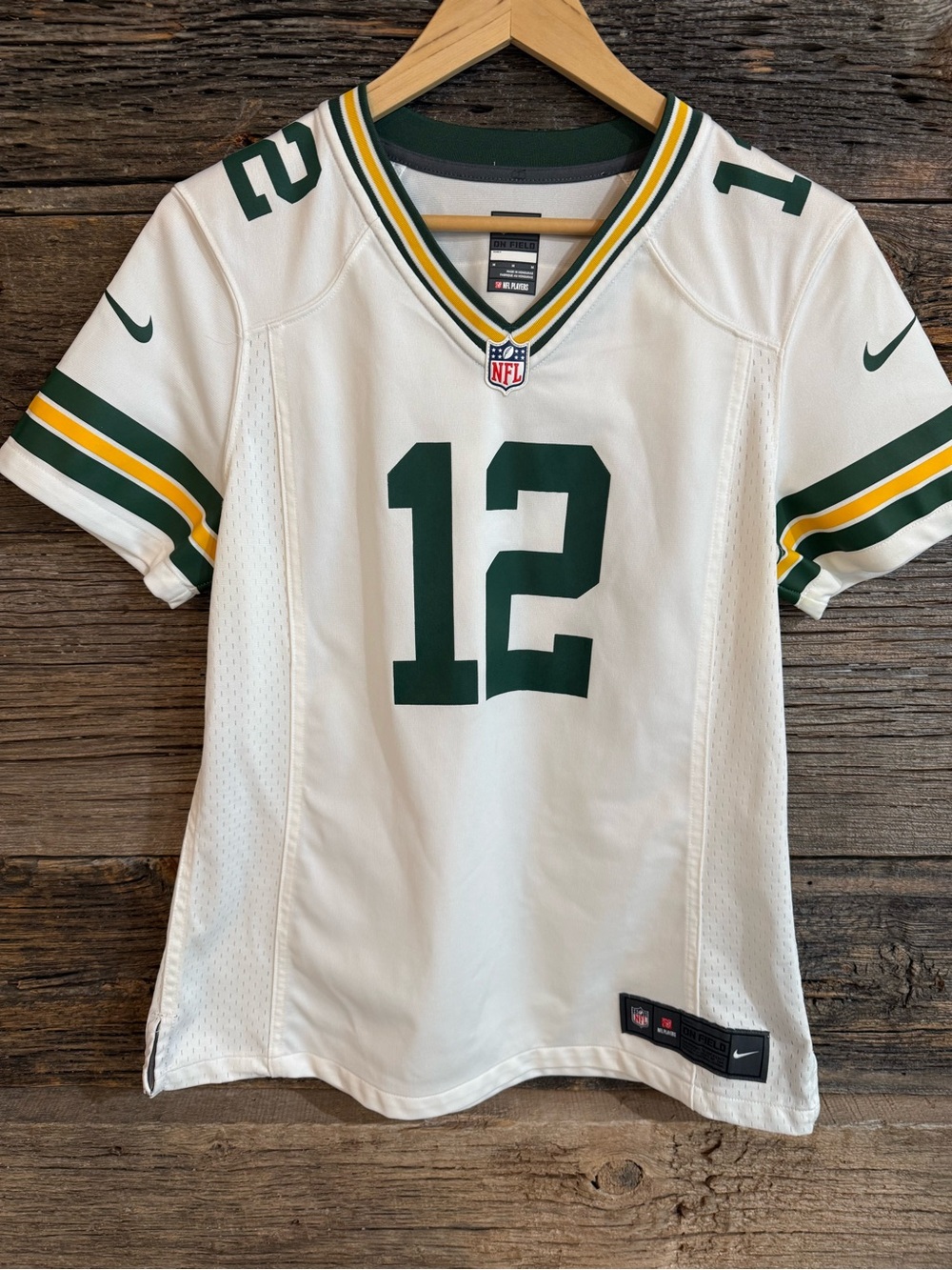 Nike Green Bay Packers #12 White Green Gold Women’s Jersey